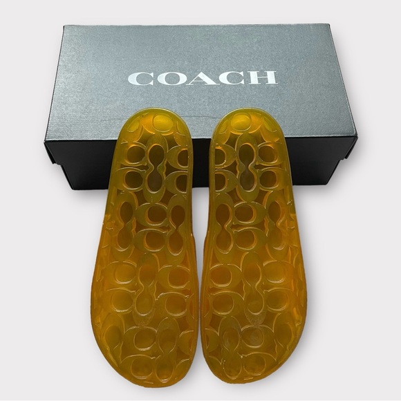 Coach Yellow Slides Size 7 Ulyssa Rubber Slide Buttercup - Picture 6 of 13
